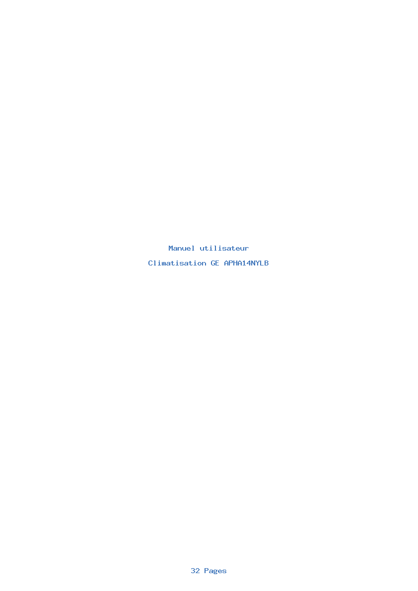 Page 1 de la notice Manuel utilisateur GE APHA14NYLB