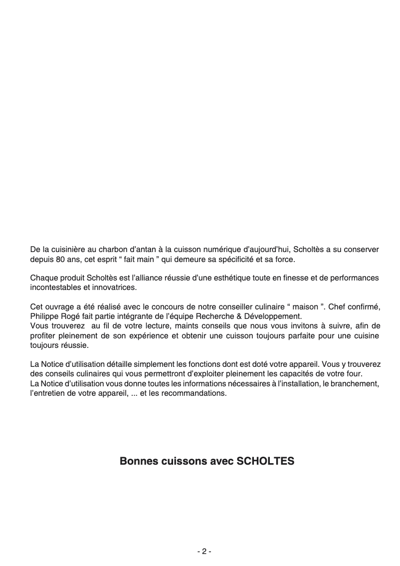 Page 1 de la notice Manuel utilisateur Scholtès CI 56 HW