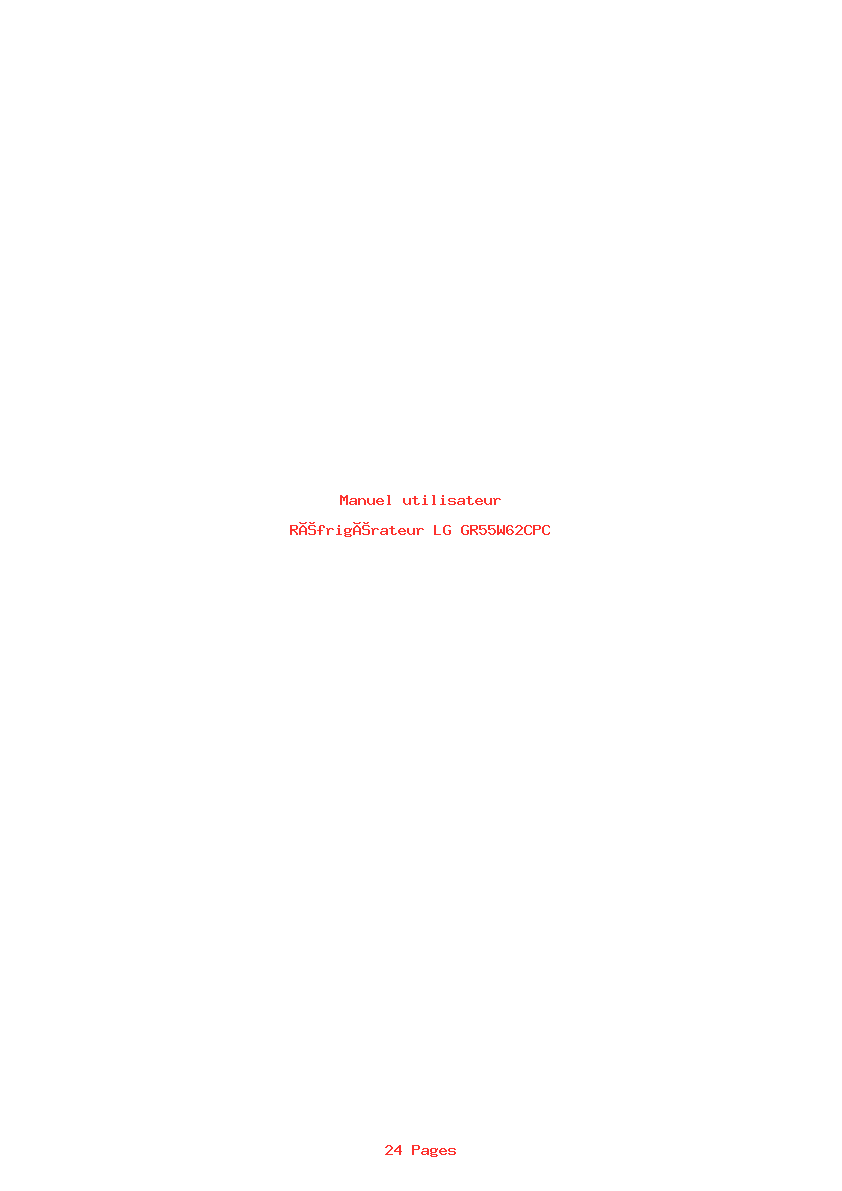 Page 1 de la notice Manuel utilisateur LG GR55W62CPC