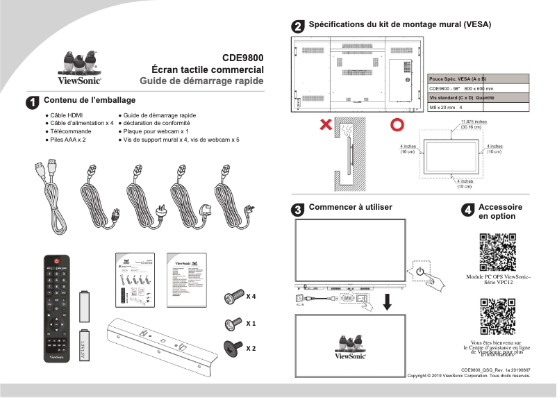 Página 1 del manual Guía de inicio rápido Viewsonic CDE9800