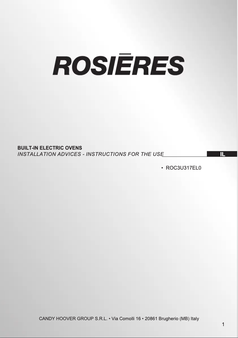 Page 1 de la notice Manuel utilisateur Rosieres ROC3U317EL0