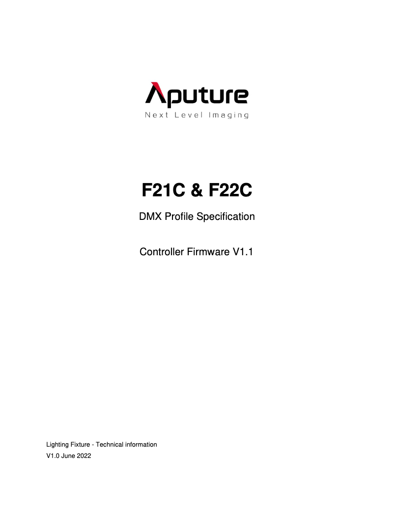 Page 1 of the manual Technical Sheet Aputure amaran F22c