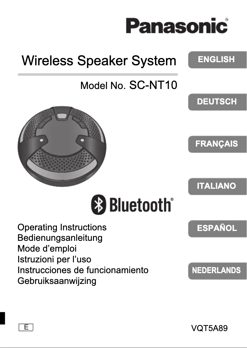 Page 1 de la notice Manuel utilisateur Panasonic SC-NT10