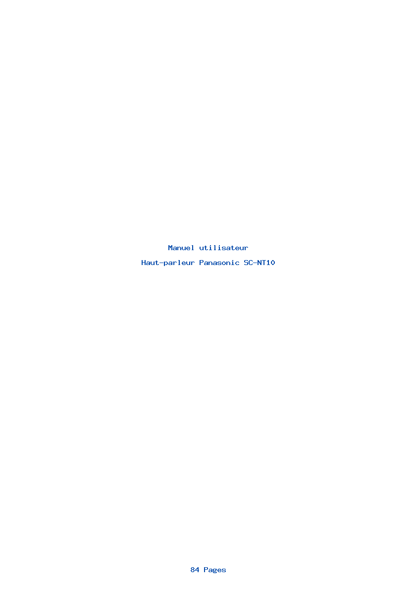 Page 1 de la notice Manuel utilisateur Panasonic SC-NT10