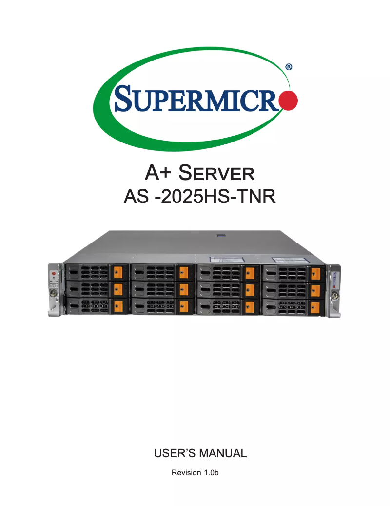 Page 1 de la notice Manuel utilisateur Supermicro SuperServer AS-2025HS-TNR
