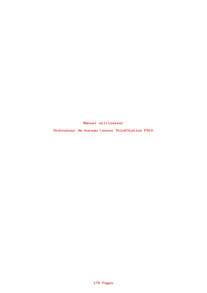 Page 1 de la notice Manuel utilisateur Lenovo ThinkStation P910