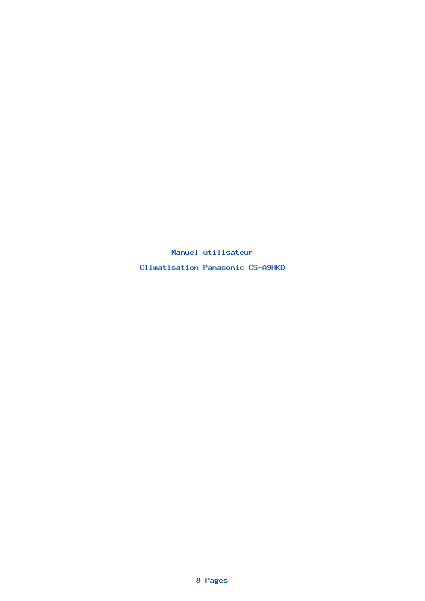 Page 1 de la notice Manuel utilisateur Panasonic CS-A9HKD