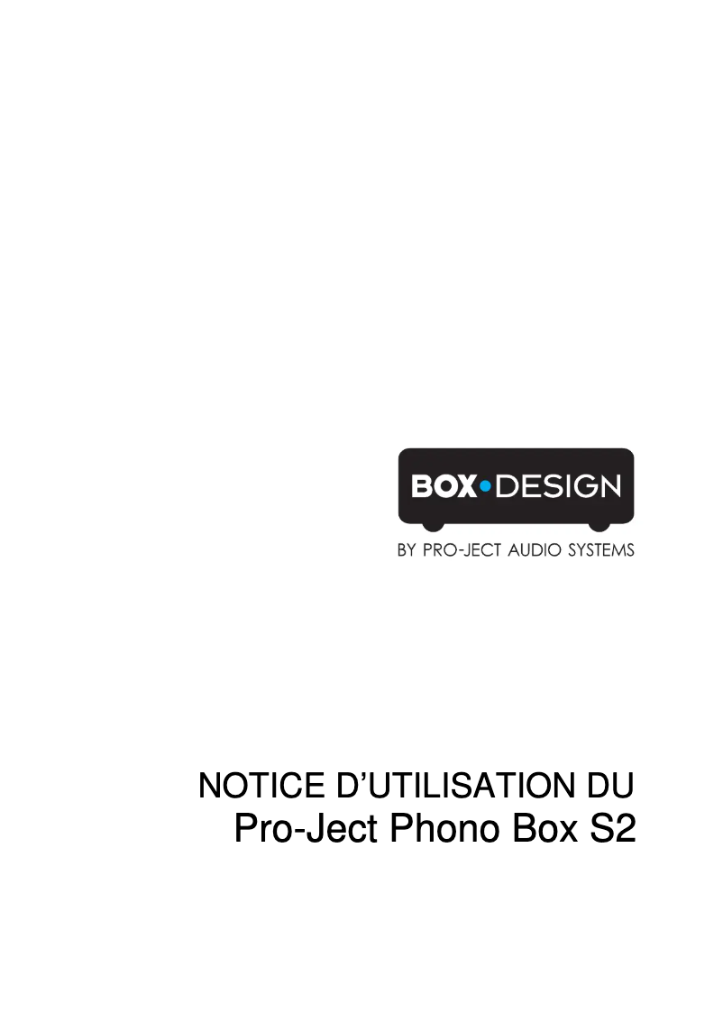 Page 1 de la notice Manuel utilisateur Pro-Ject Phono Box S2