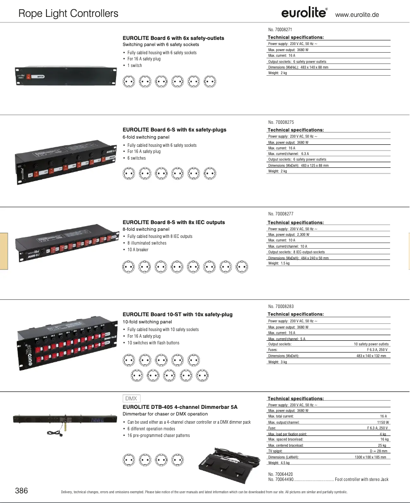 Page 1 de la notice Catalogue Eurolite Board 8-S