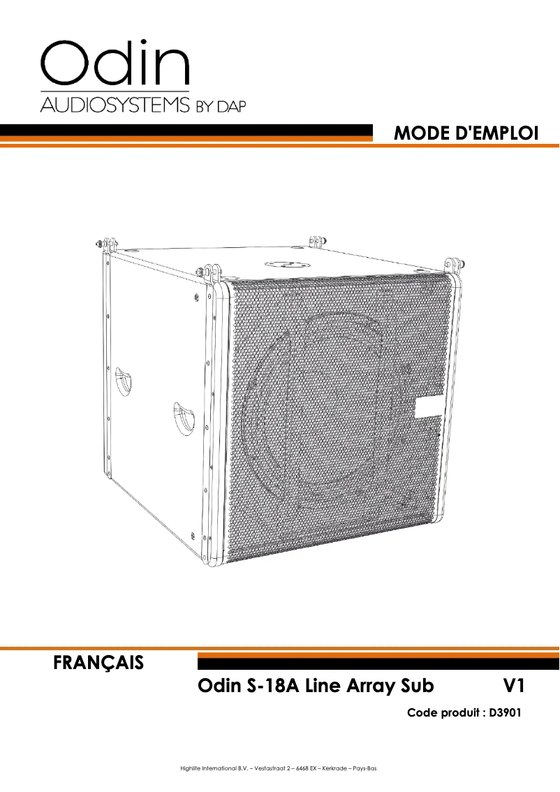 Page 1 de la notice Manuel utilisateur DAP-Audio Odin S-18A
