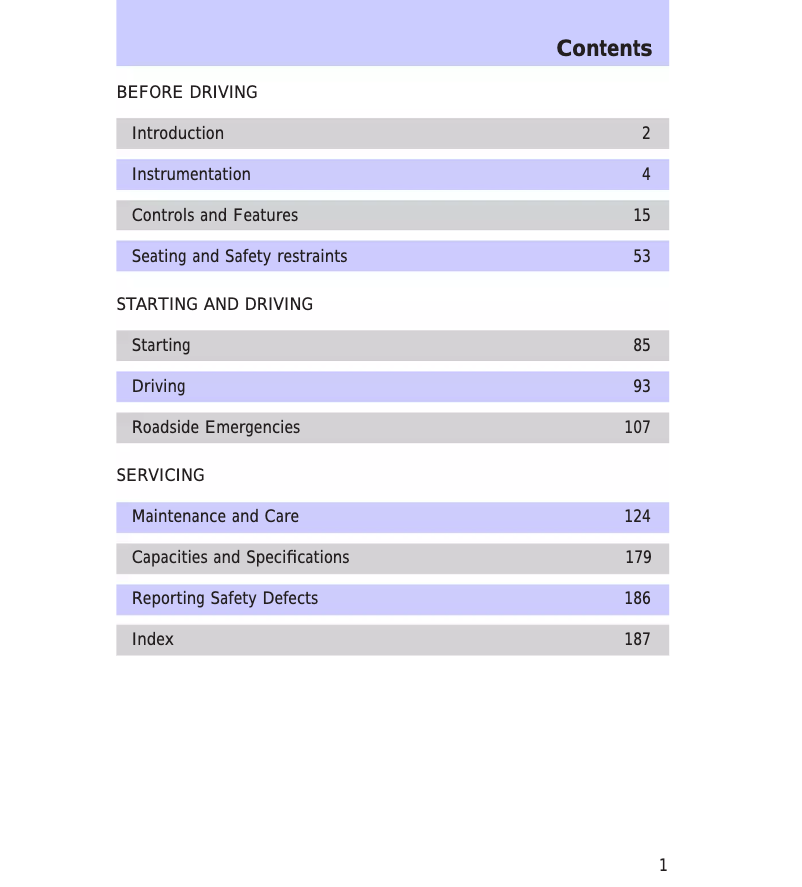 Página 1 del manual Manual de usuario Mercury Tracer (1997)