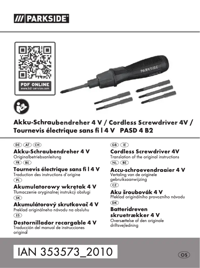 Page 1 de la notice Manuel utilisateur Parkside PASD 4 B2