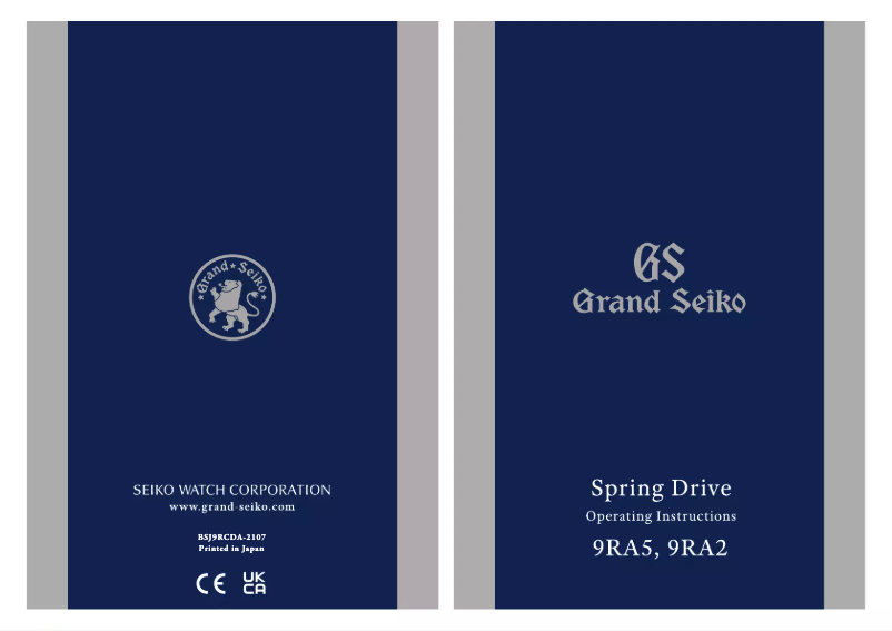 Page 1 de la notice Manuel utilisateur Grand Seiko 9RA5