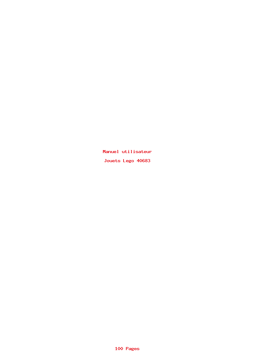 Page 1 de la notice Manuel utilisateur Lego 40683