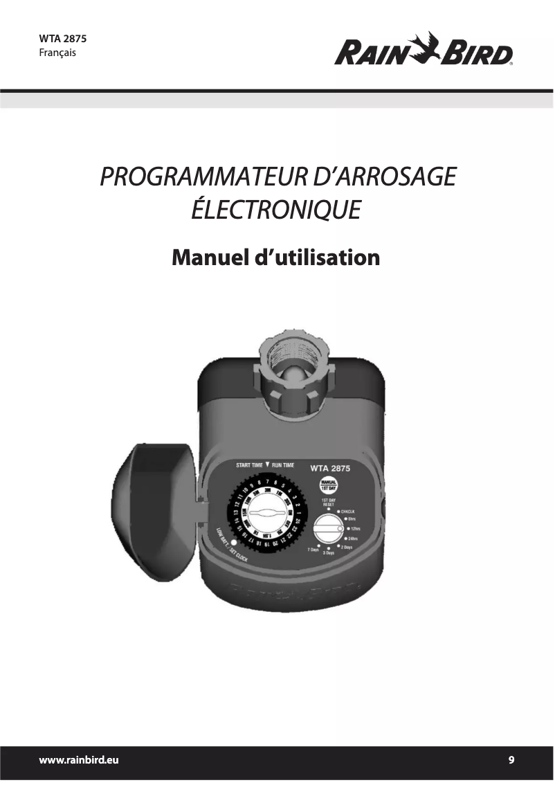 Page 1 de la notice Manuel utilisateur Rainbird WTA 2875