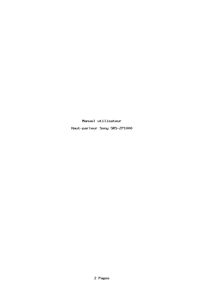 Page 1 de la notice Manuel utilisateur Sony SRS-ZP1000