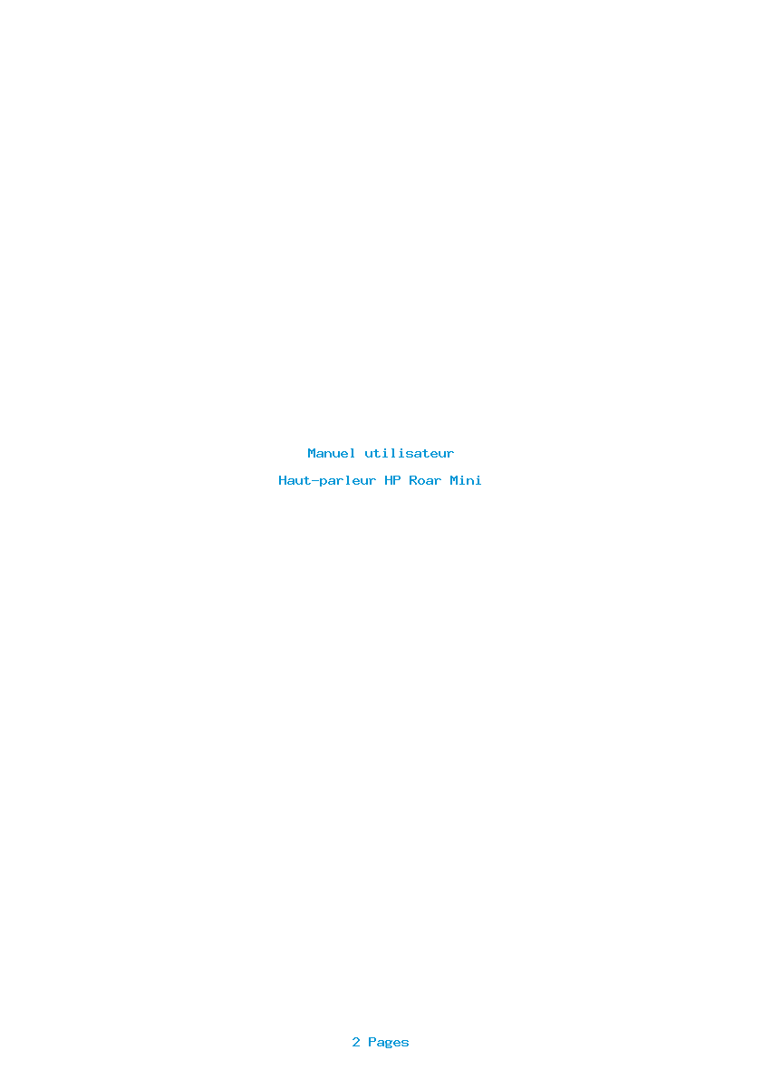 Page 1 de la notice Manuel utilisateur HP Roar Mini
