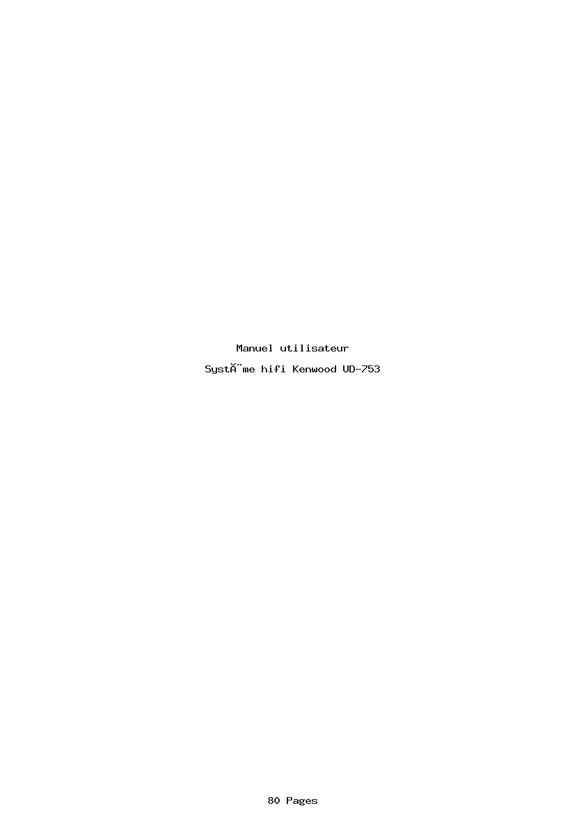 Page 1 de la notice Manuel utilisateur Kenwood UD-753