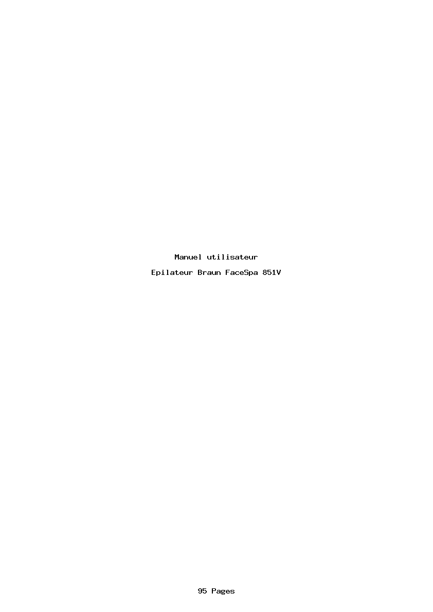 Page 1 de la notice Manuel utilisateur Braun FaceSpa 851V