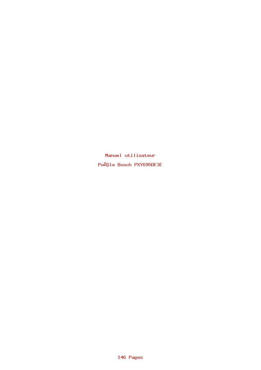 Page 1 de la notice Manuel utilisateur Bosch PXY695DE3E