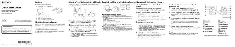 Page 1 de la notice Guide de démarrage rapide Sony Walkman NWZ-W274S