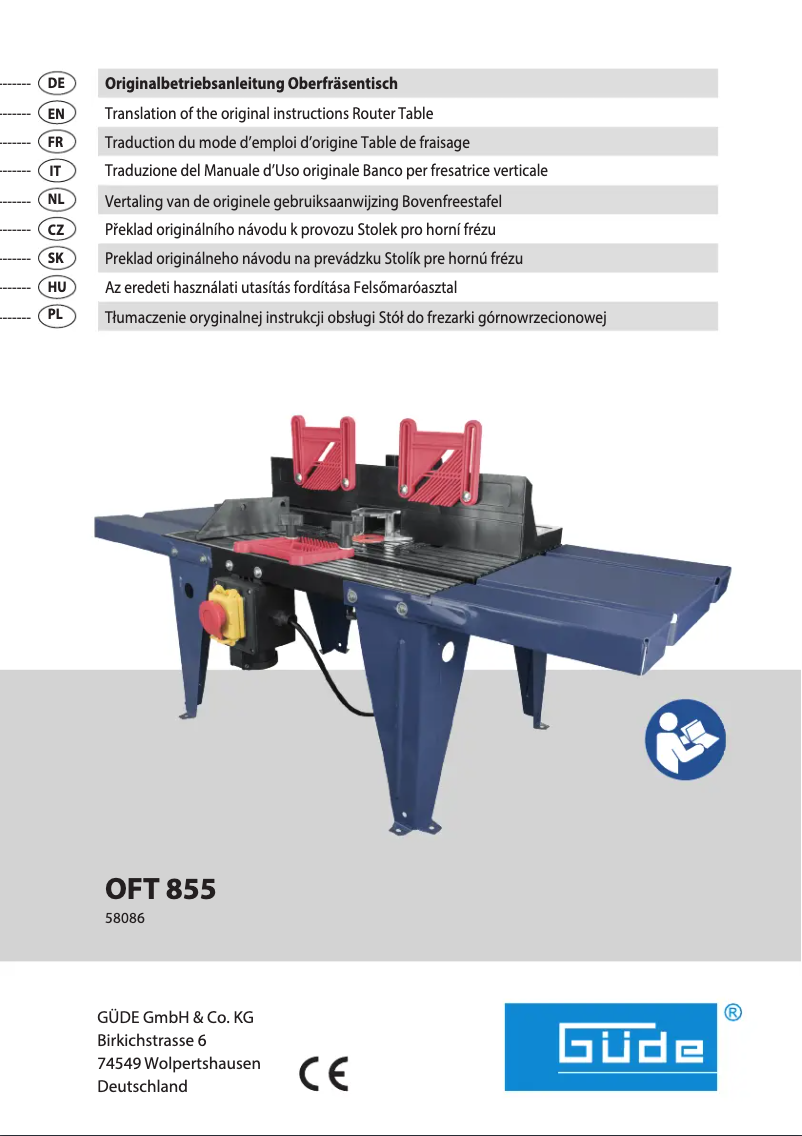 Page 1 de la notice Manuel utilisateur Güde OFT 855