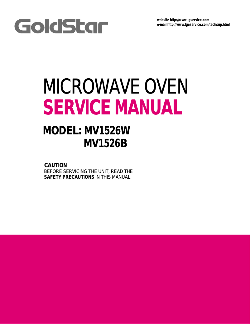 Page 1 de la notice Manuel utilisateur LG Goldstar MV1526B