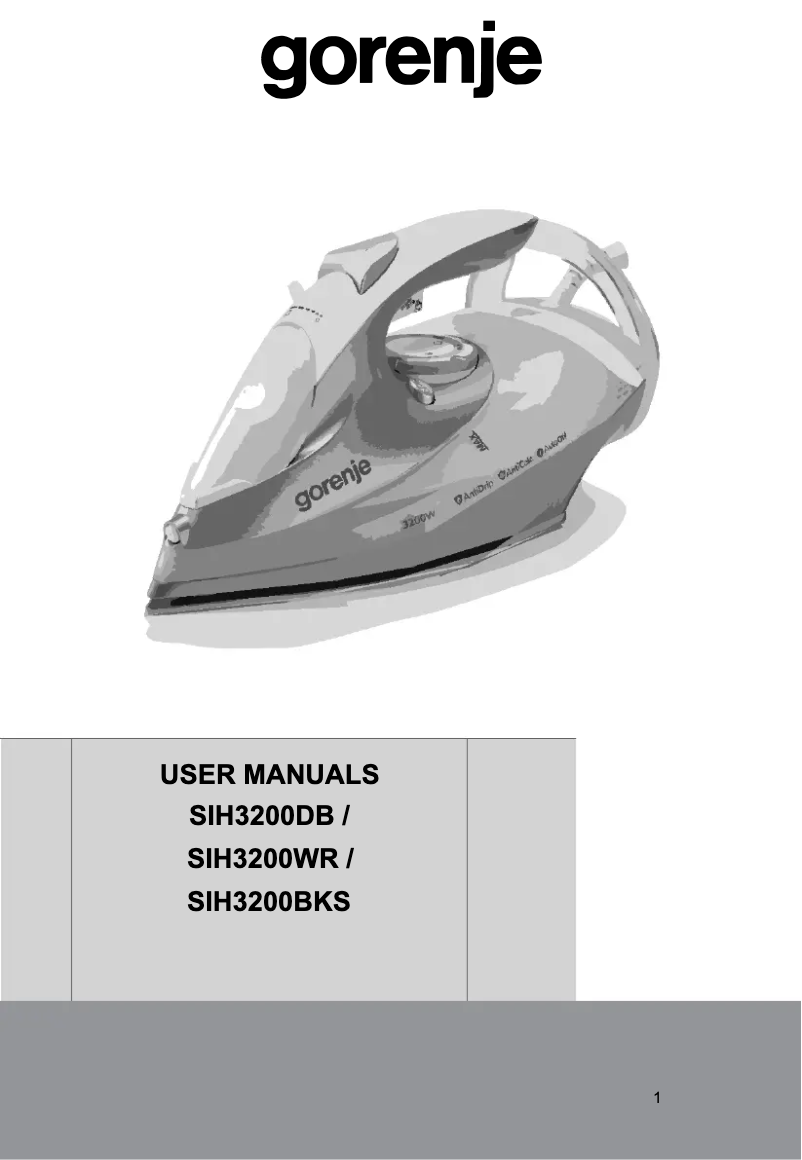 Página 1 del manual Manual de usuario Gorenje SIH3200BKS