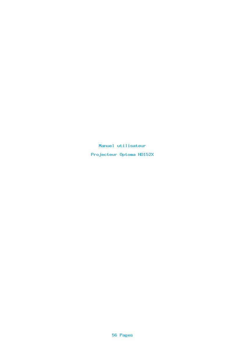 Page 1 de la notice Manuel utilisateur Optoma HD152X