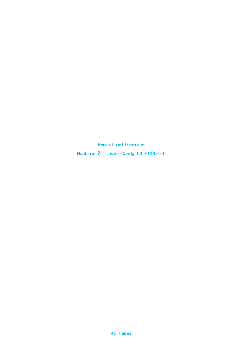 Page 1 de la notice Manuel utilisateur Candy GO F136/L-S