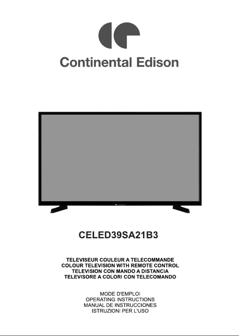 Page 1 of the manual User Manual Continental Edison CELED39SA21B3