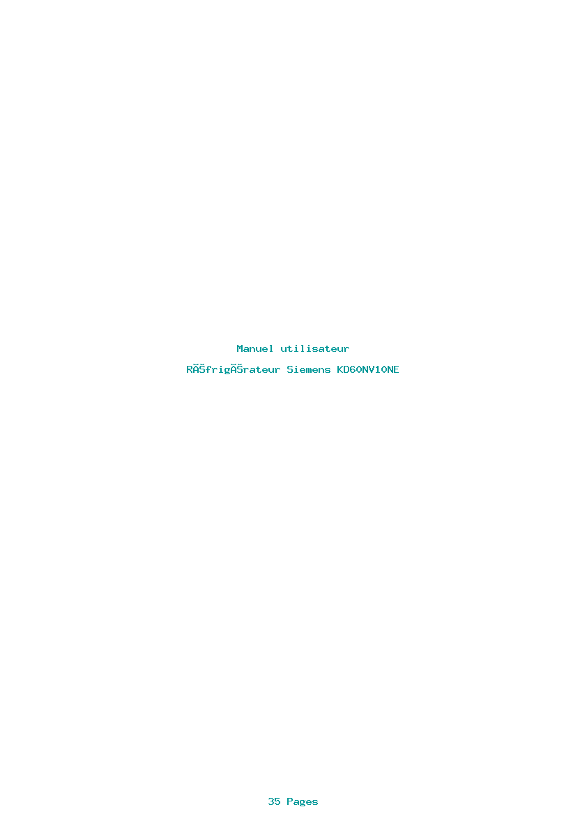 Page 1 de la notice Manuel utilisateur Siemens KD60NV10NE