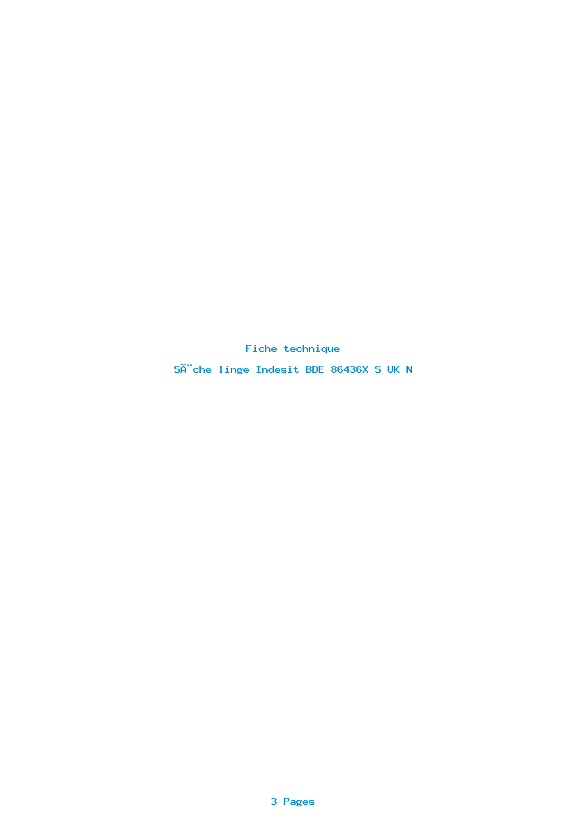 Page 1 de la notice Fiche technique Indesit BDE 86436X S UK N