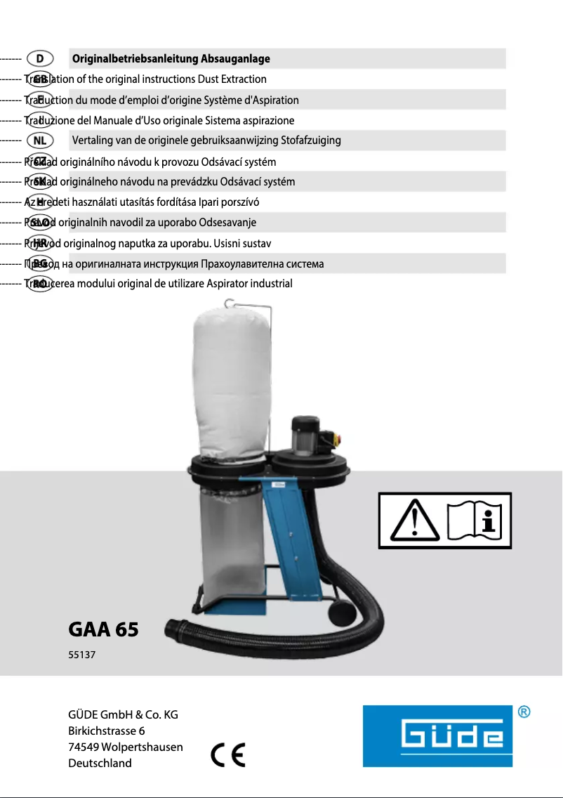 Page 1 de la notice Manuel utilisateur Güde GAA 65