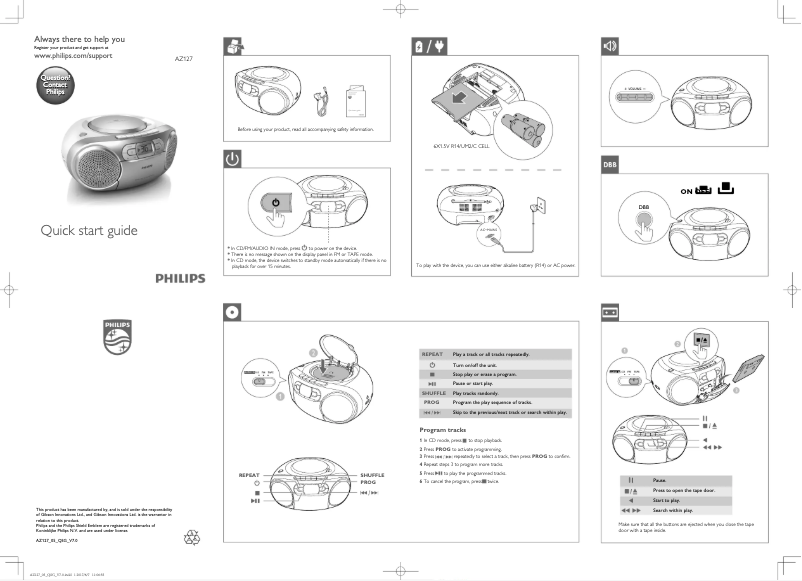 Página 1 del manual Guía de inicio rápido Philips AZ127