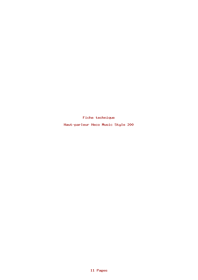 Page 1 de la notice Fiche technique Heco Music Style 200