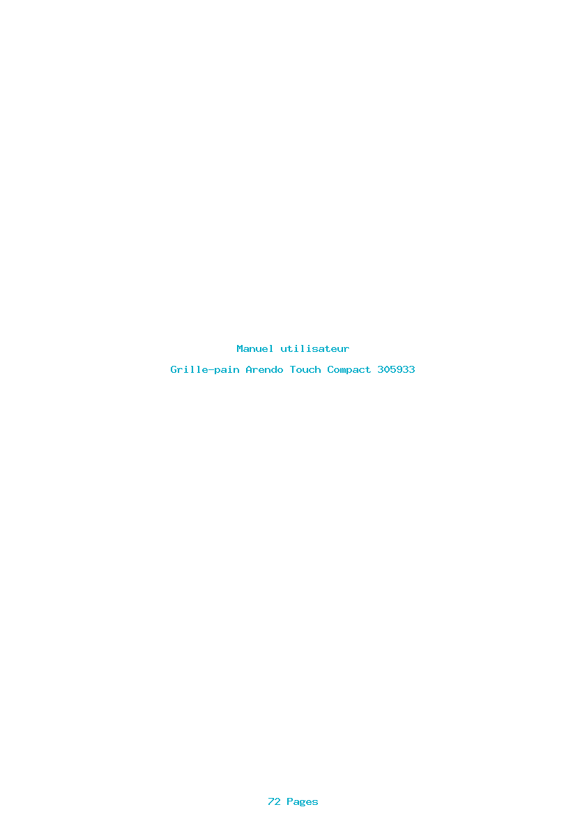 Page 1 de la notice Manuel utilisateur Arendo Touch Compact 305933