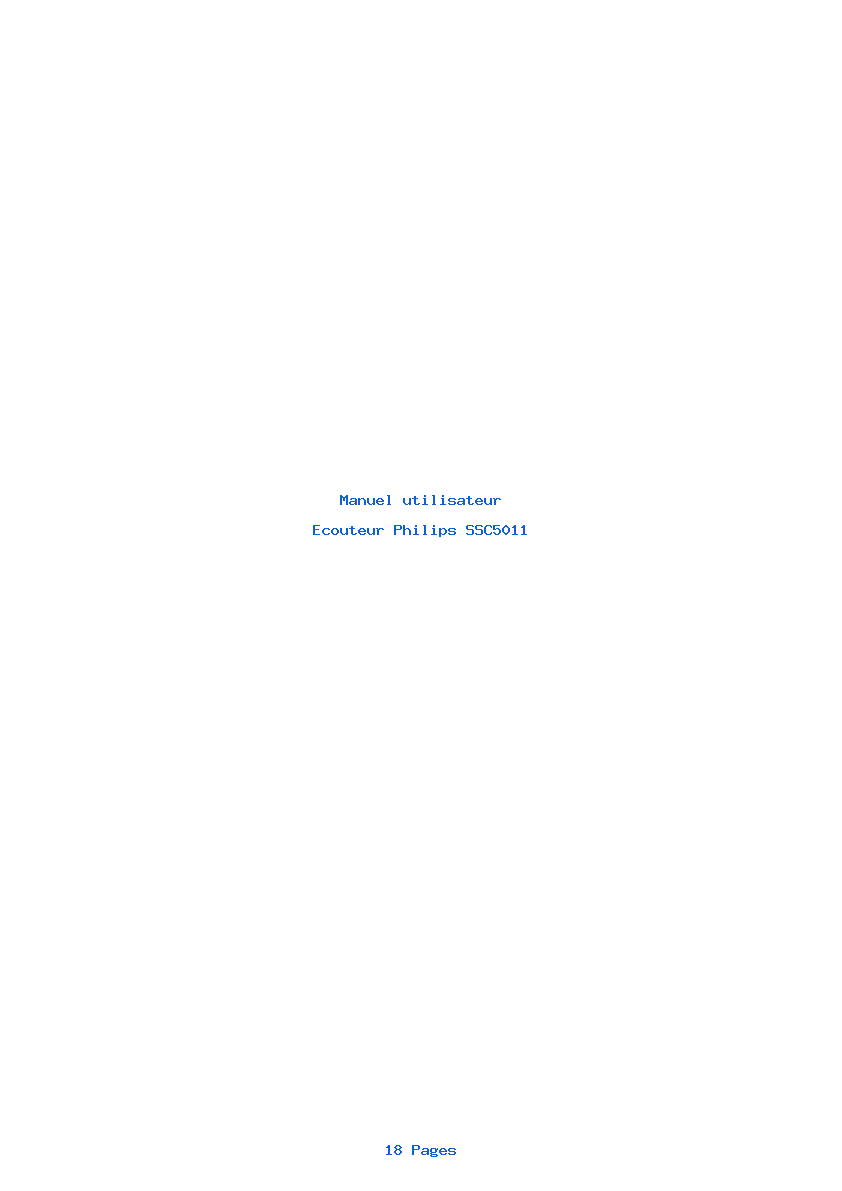 Page 1 de la notice Manuel utilisateur Philips SSC5011