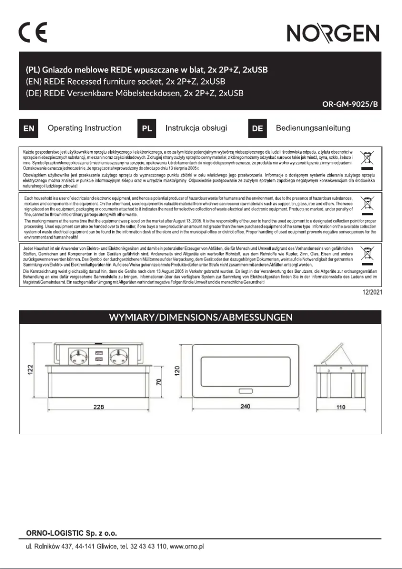 Page 1 de la notice Manuel utilisateur ORNO OR-GM-9025