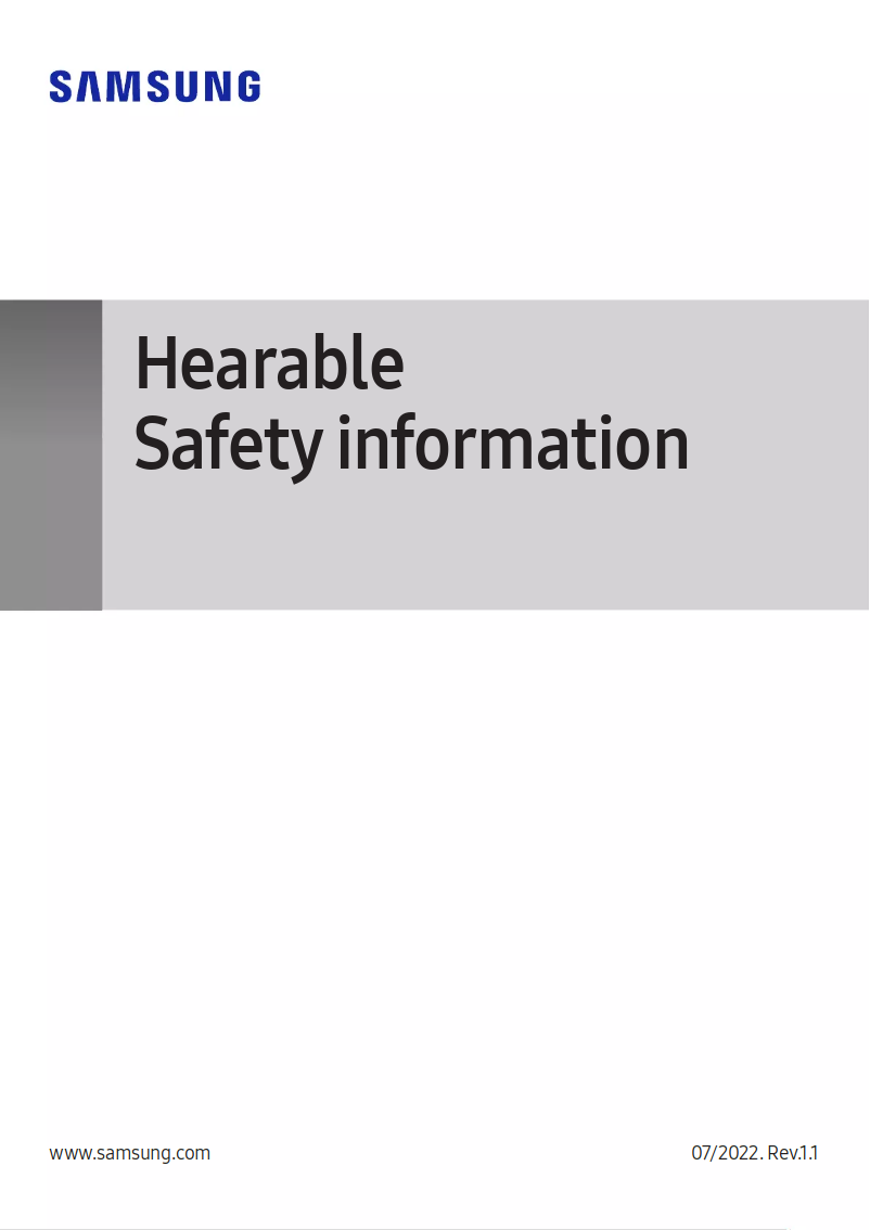 Page 1 de la notice Instructions de sécurité Samsung Galaxy Buds FE