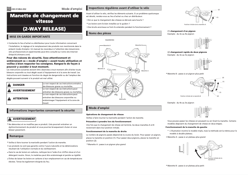 Page 1 de la notice Manuel utilisateur Shimano SL-U5000-L