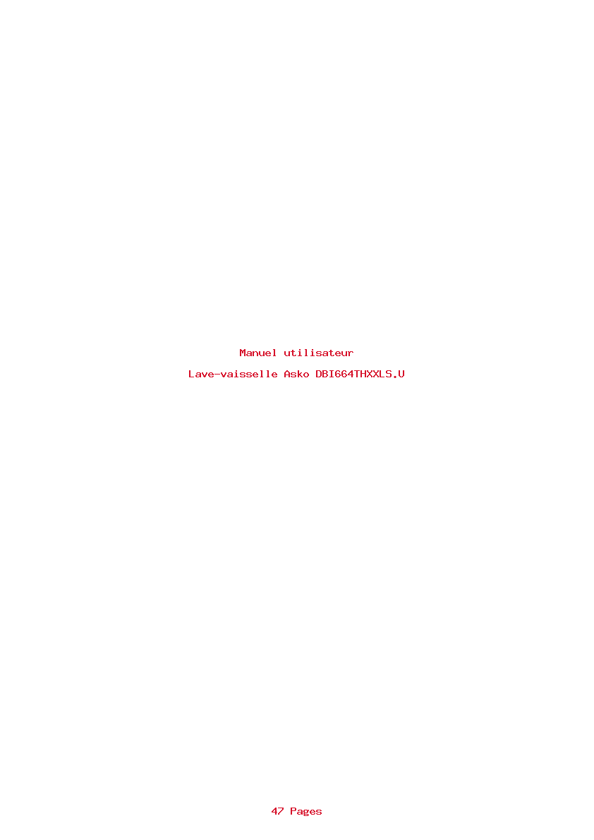 Page 1 de la notice Manuel utilisateur Asko DBI664THXXLS.U