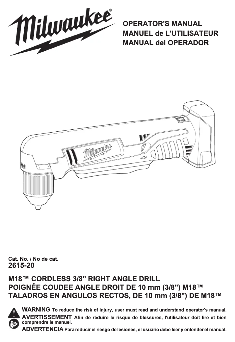 Page 1 of the manual User Manual Milwaukee M18 2615-21