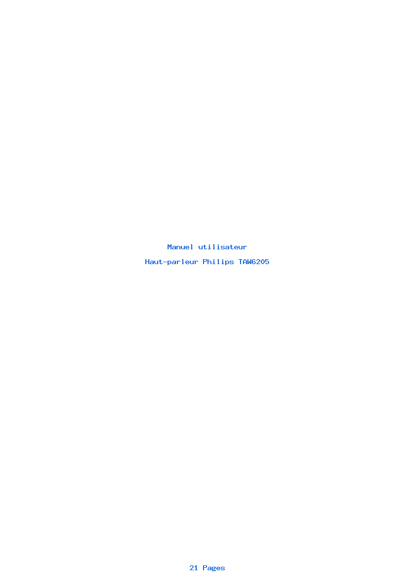 Page 1 de la notice Manuel utilisateur Philips TAW6205