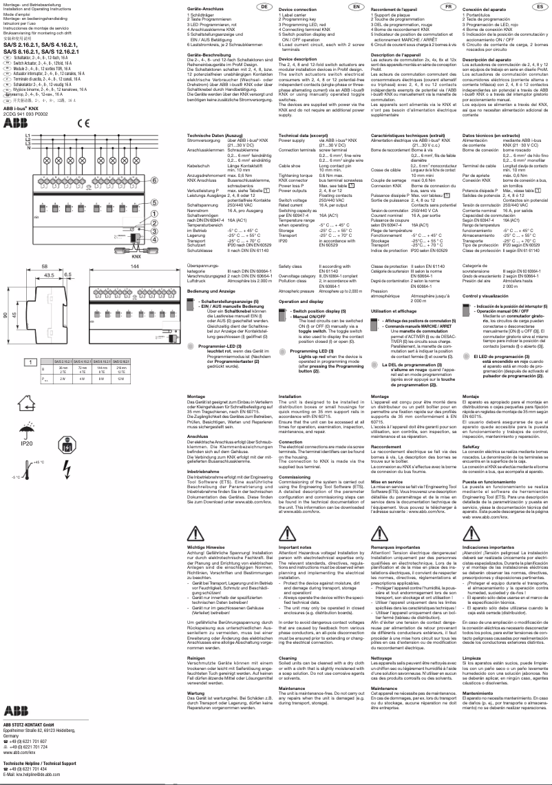 Page 1 de la notice Manuel utilisateur ABB SA/S8.16.2.1