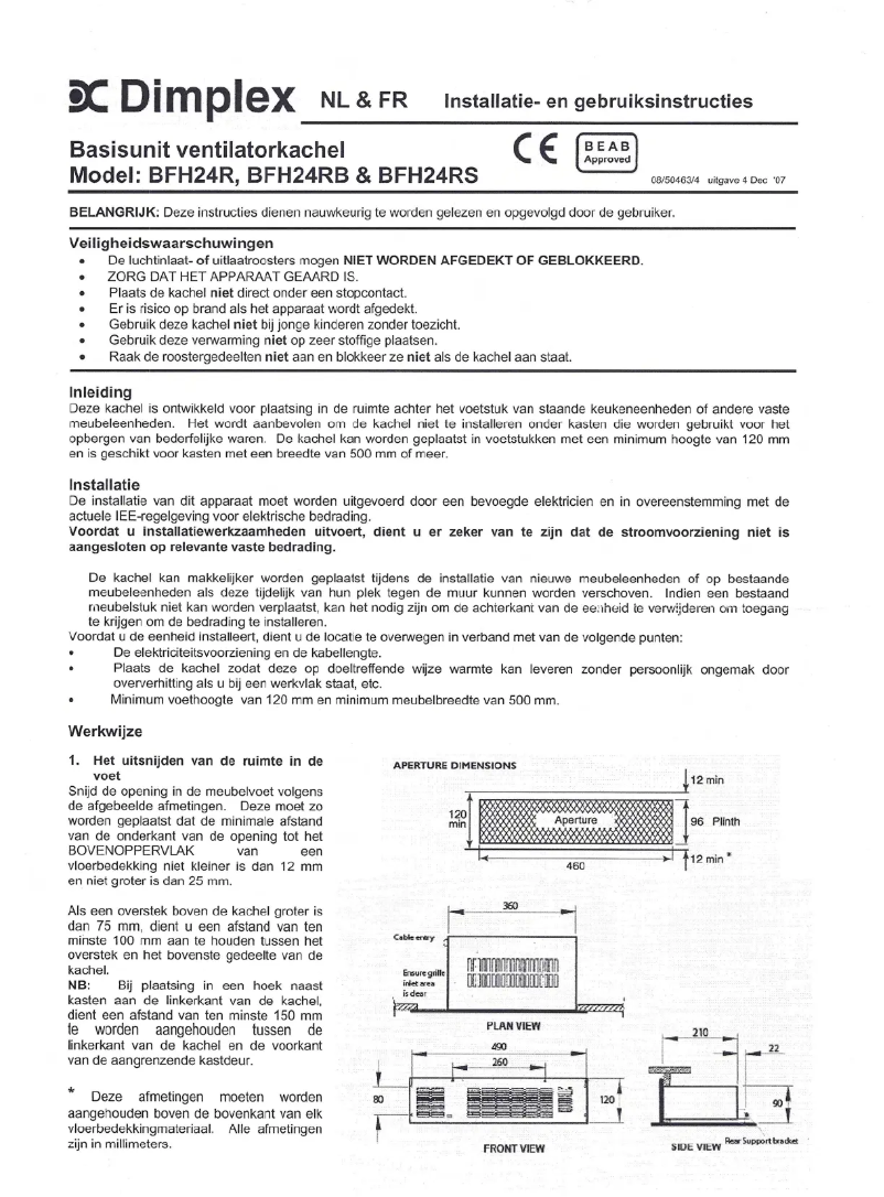 Page 1 de la notice Manuel utilisateur Dimplex BFH24R