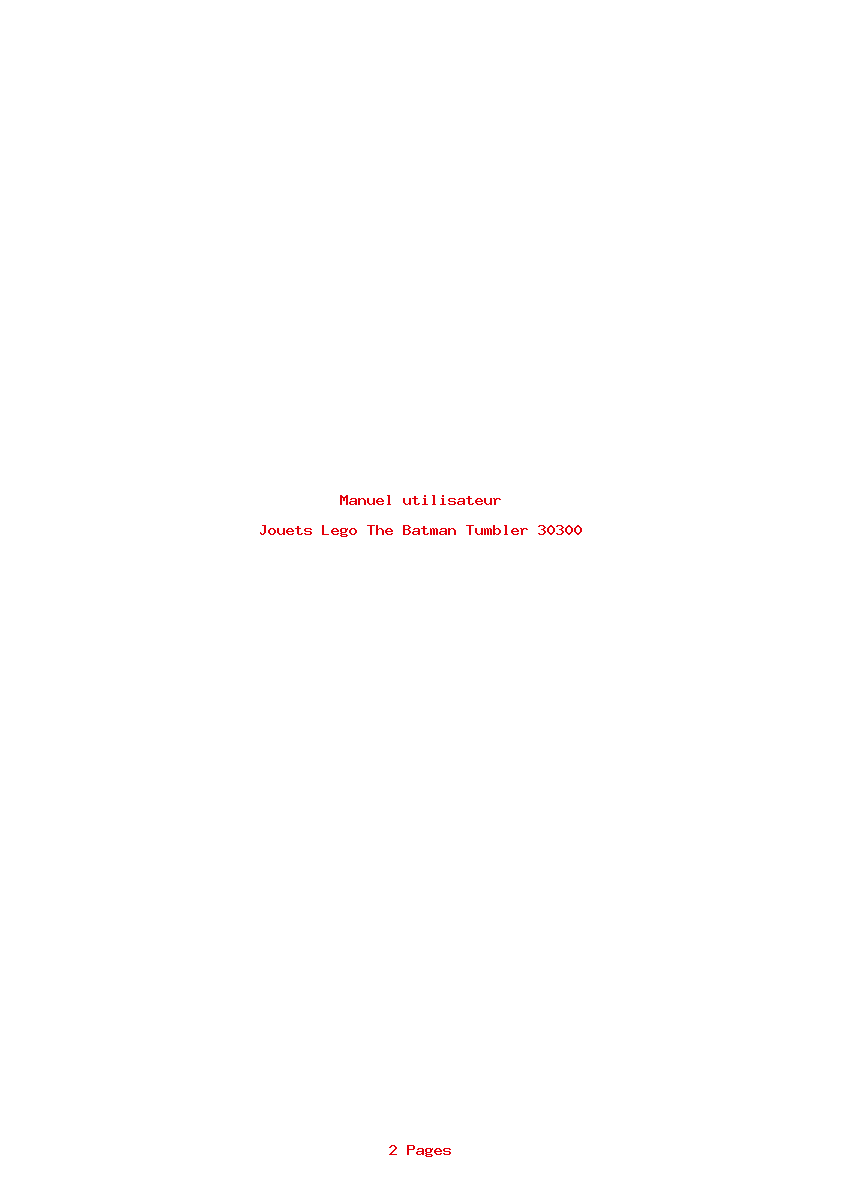 Page 1 de la notice Manuel utilisateur Lego The Batman Tumbler 30300