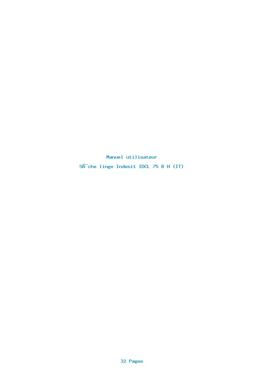 Page 1 de la notice Manuel utilisateur Indesit IDCL 75 B H (IT)