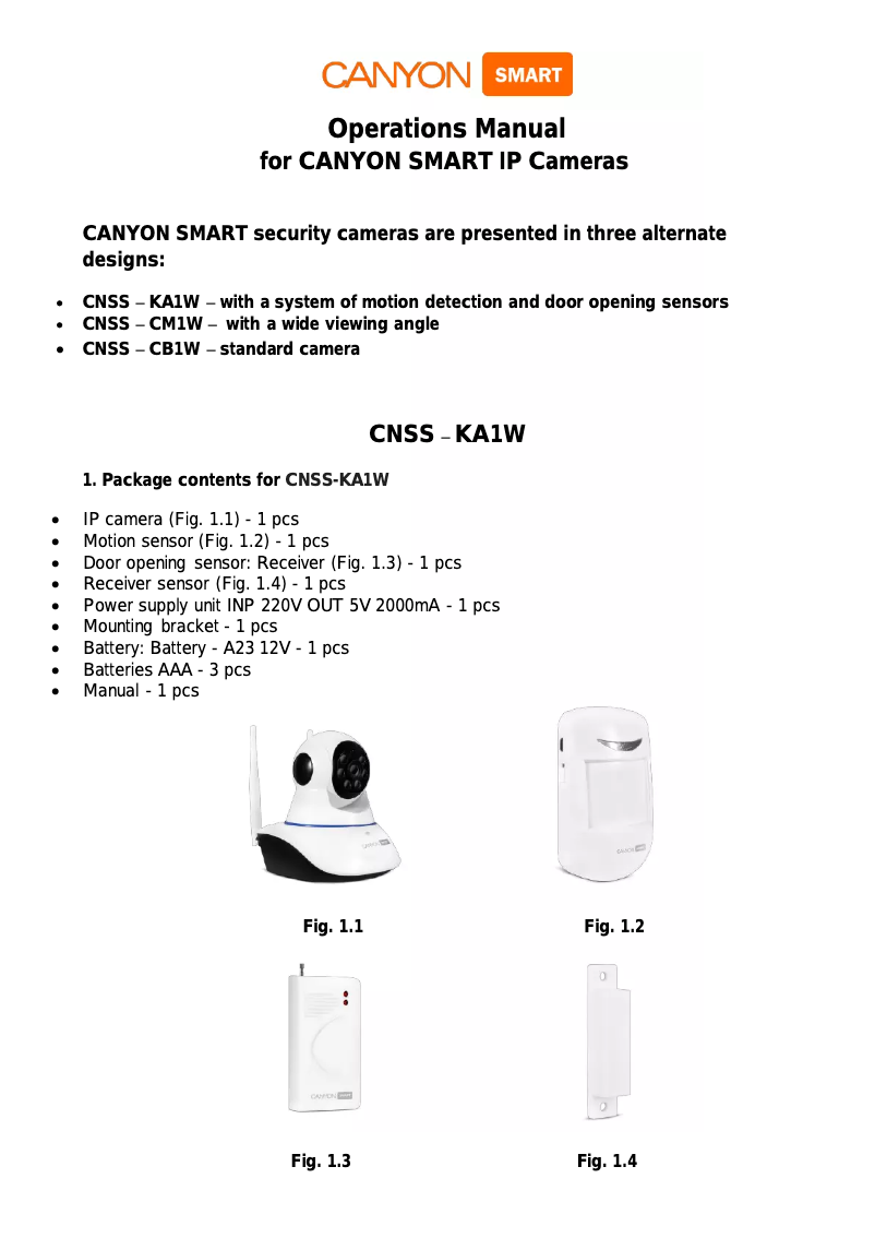 Page 1 de la notice Manuel utilisateur Canyon CNSS-CM1W