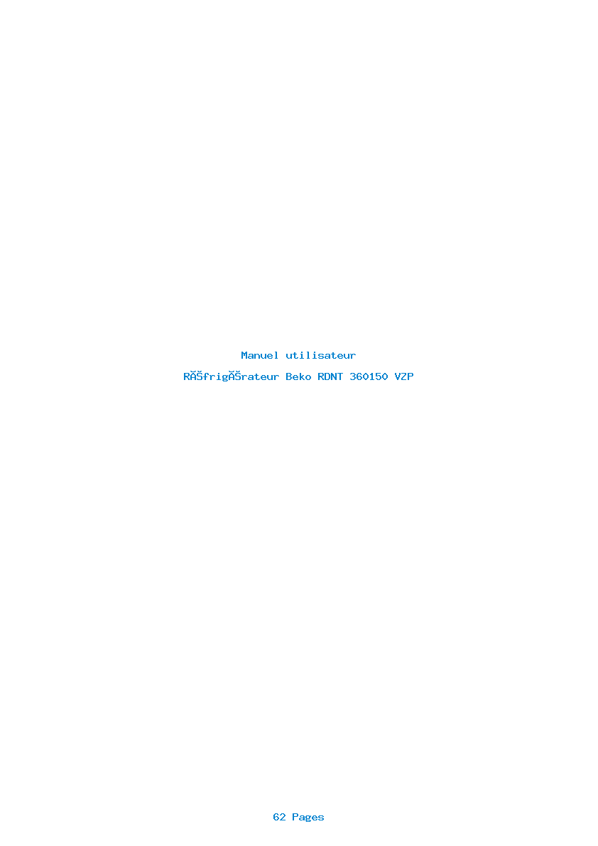 Page 1 de la notice Manuel utilisateur Beko RDNT 360150 VZP